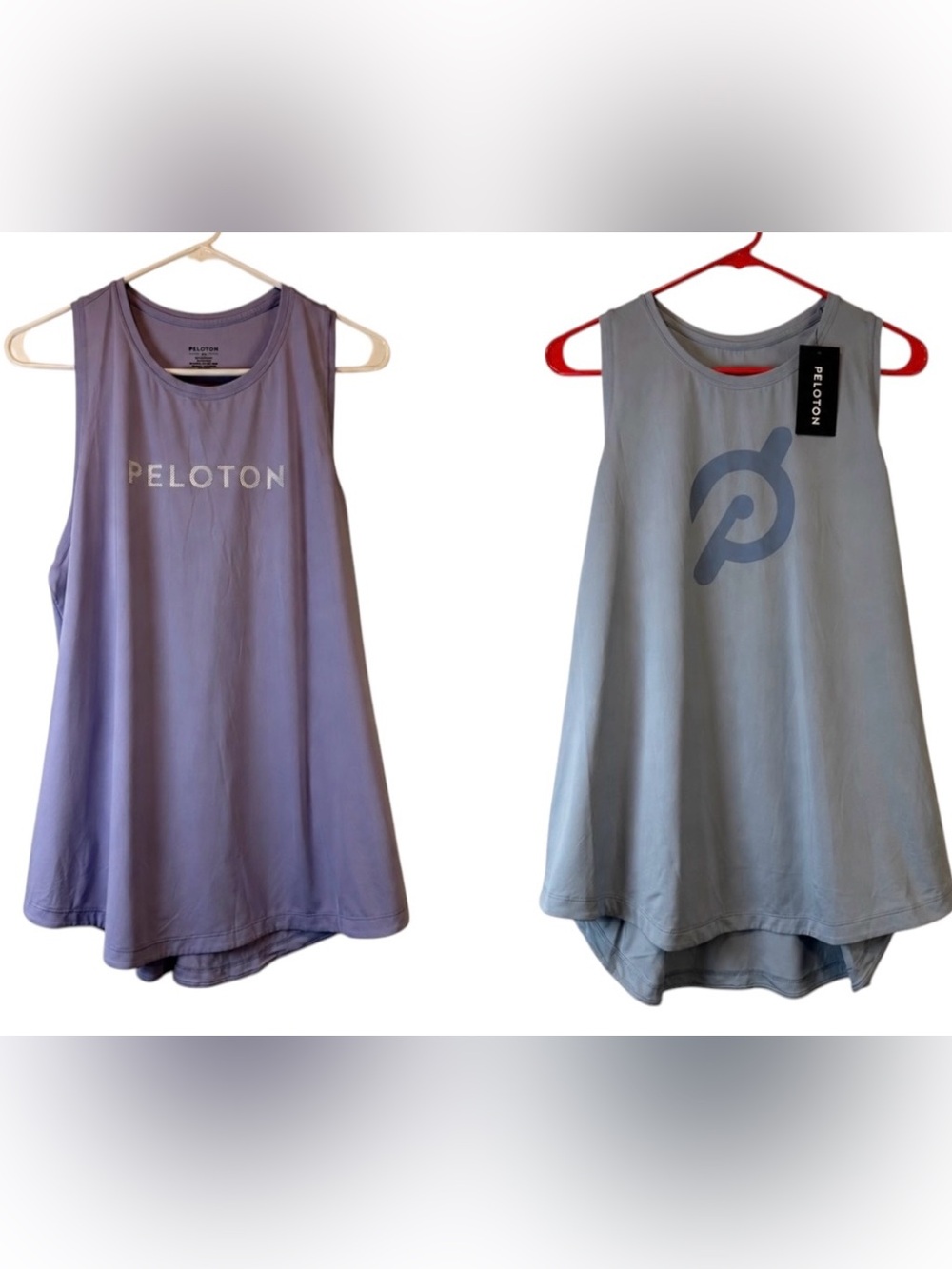 Set of two Peloton Women’s Blue and Purple Distance Shirttail Tank Tops Size XL